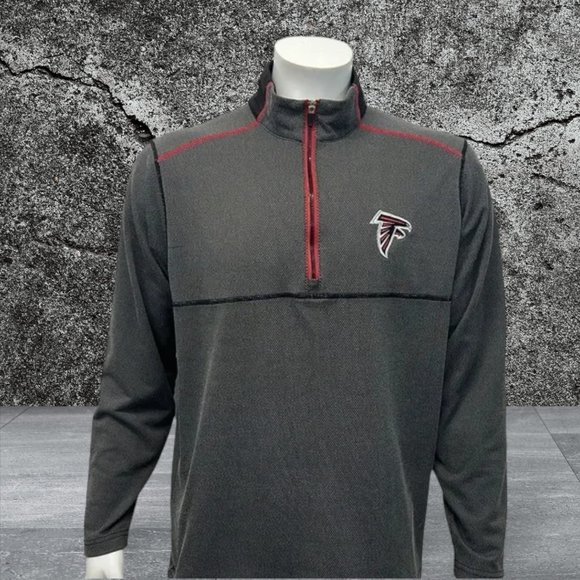 Atlanta Falcons NFL Gray Red Black Embroidered Pullover Jacket Antigua Large - Picture 3 of 12